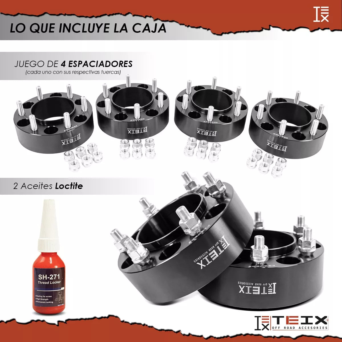 KIT DE ESPACIADORES 2" 6/139 LLANTA CB 100.3 BIRLOS 12X1.25