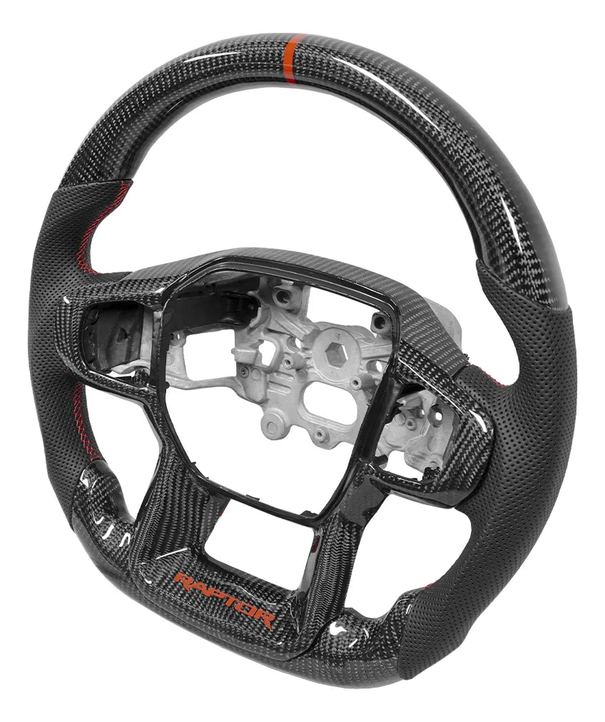 Volante de fibra de carbono/Ranger Raptor 2023 con franja y letras Raptor rojas