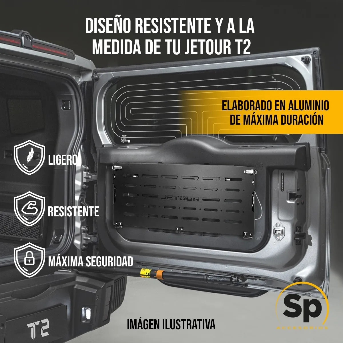 Placa de almacenamiento de puerta trasera para JETOUR T2 2024