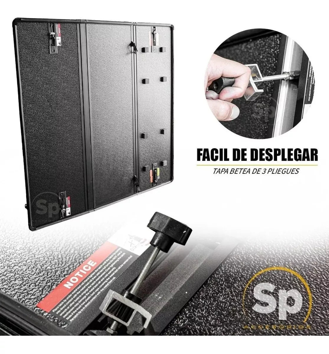 TAPA RÍGIDA HARD 3 FOLD COVER PARA TOYOTA HILUX 2016-2022