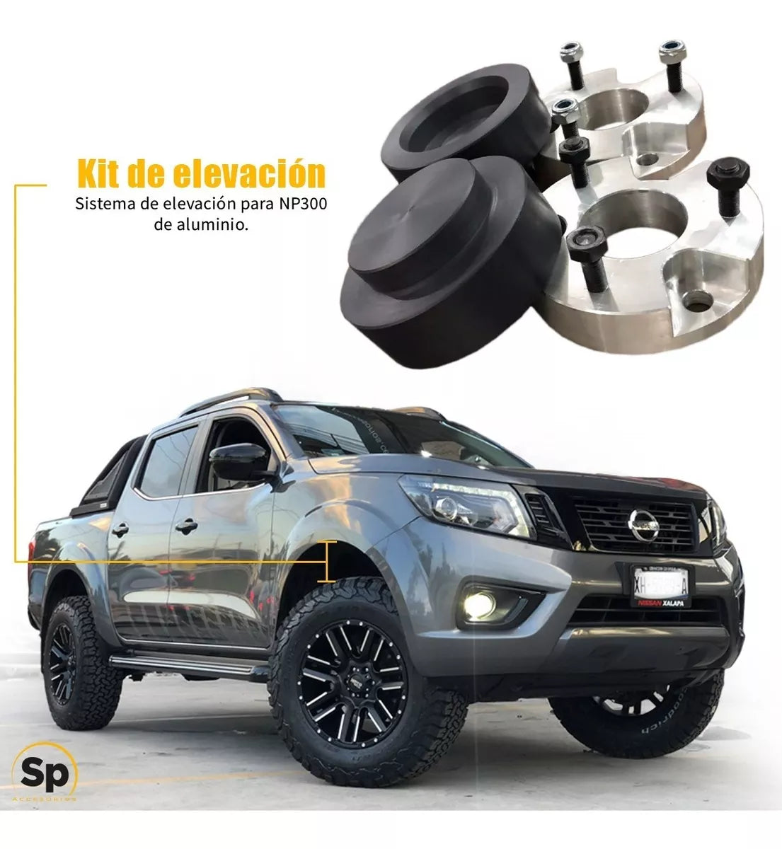 KIT DE ELEVACION PARA NISSAN NP300 FRONTIER 2016 A 2020 CALZAS DIESEL