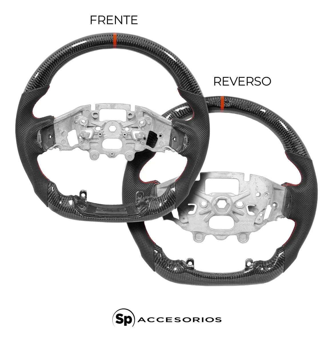 Volante de fibra de carbono/Ranger Raptor 2023 con franja y letras Raptor rojas