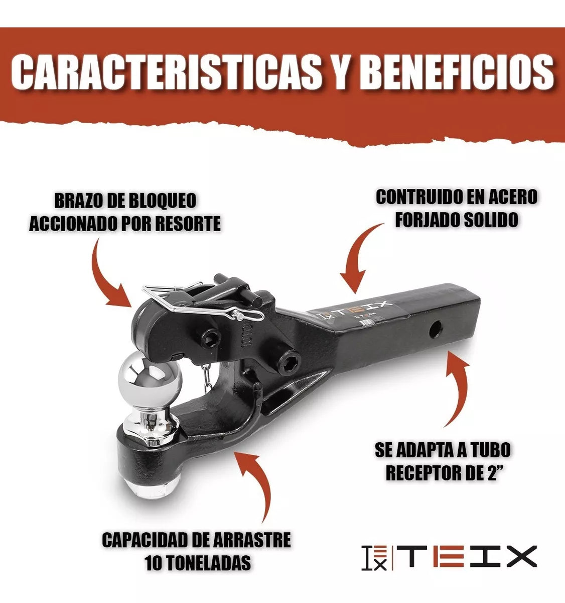 ACOPLAMINETO DE ENGANCHE PARA AUTOMOVIL 2" DE LARGO