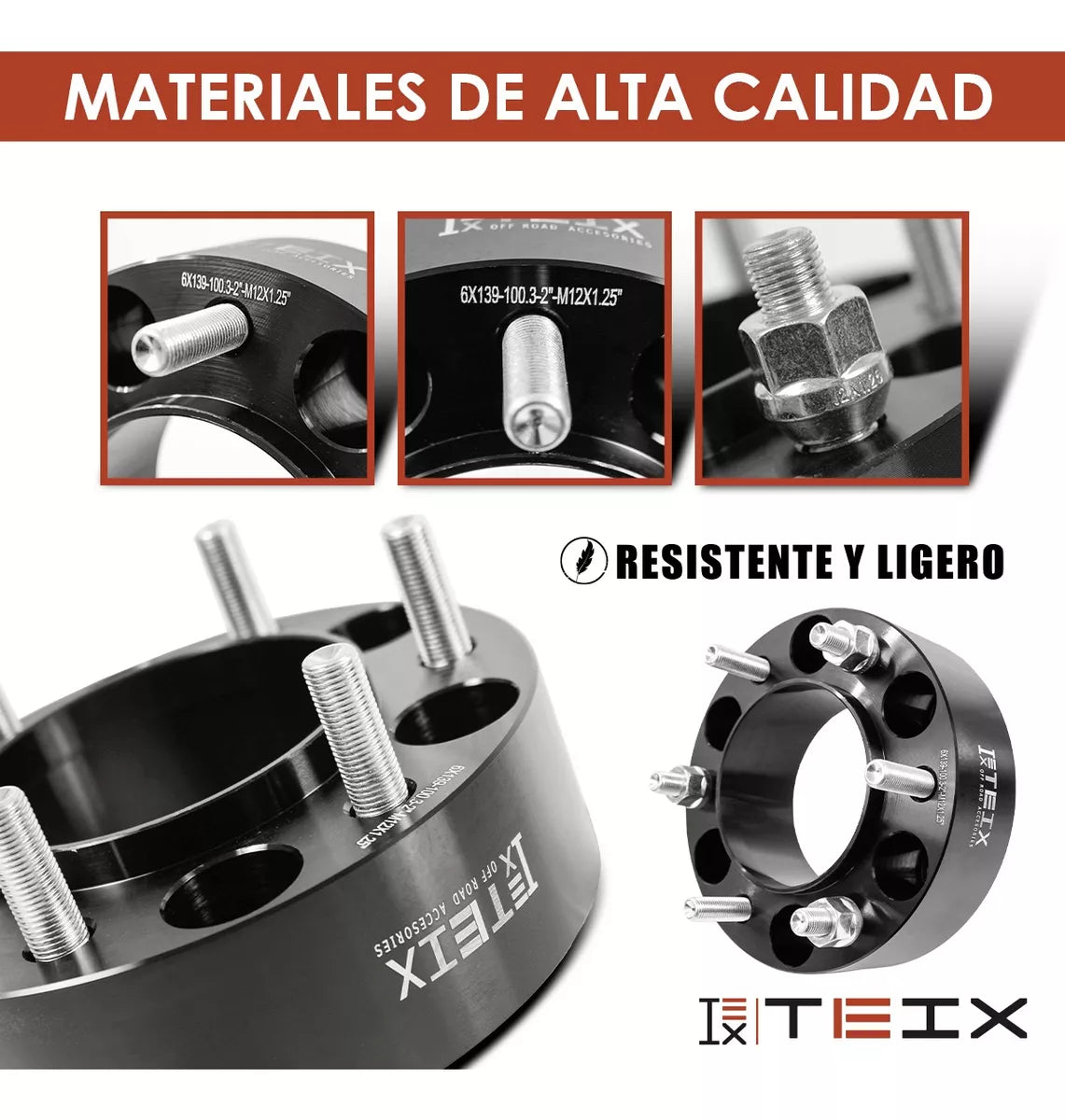 KIT DE ESPACIADORES 2" 6/139 LLANTA CB 100.3 BIRLOS 12X1.25