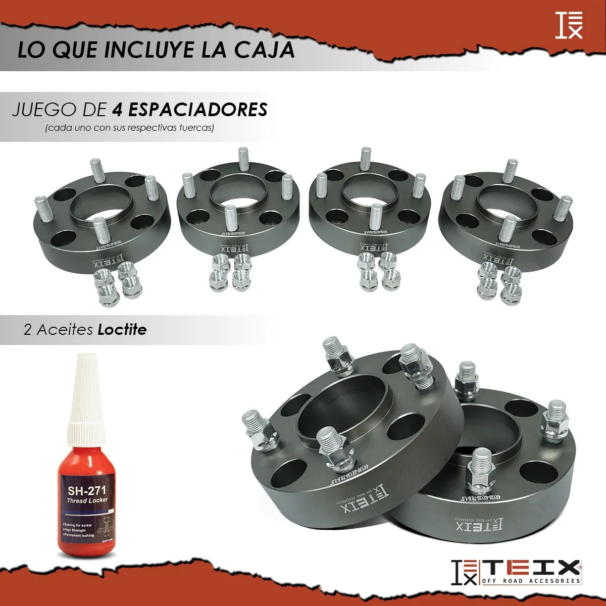 Espaciadores Teix Gris Vocho 4 Birlos 80-03 1.5