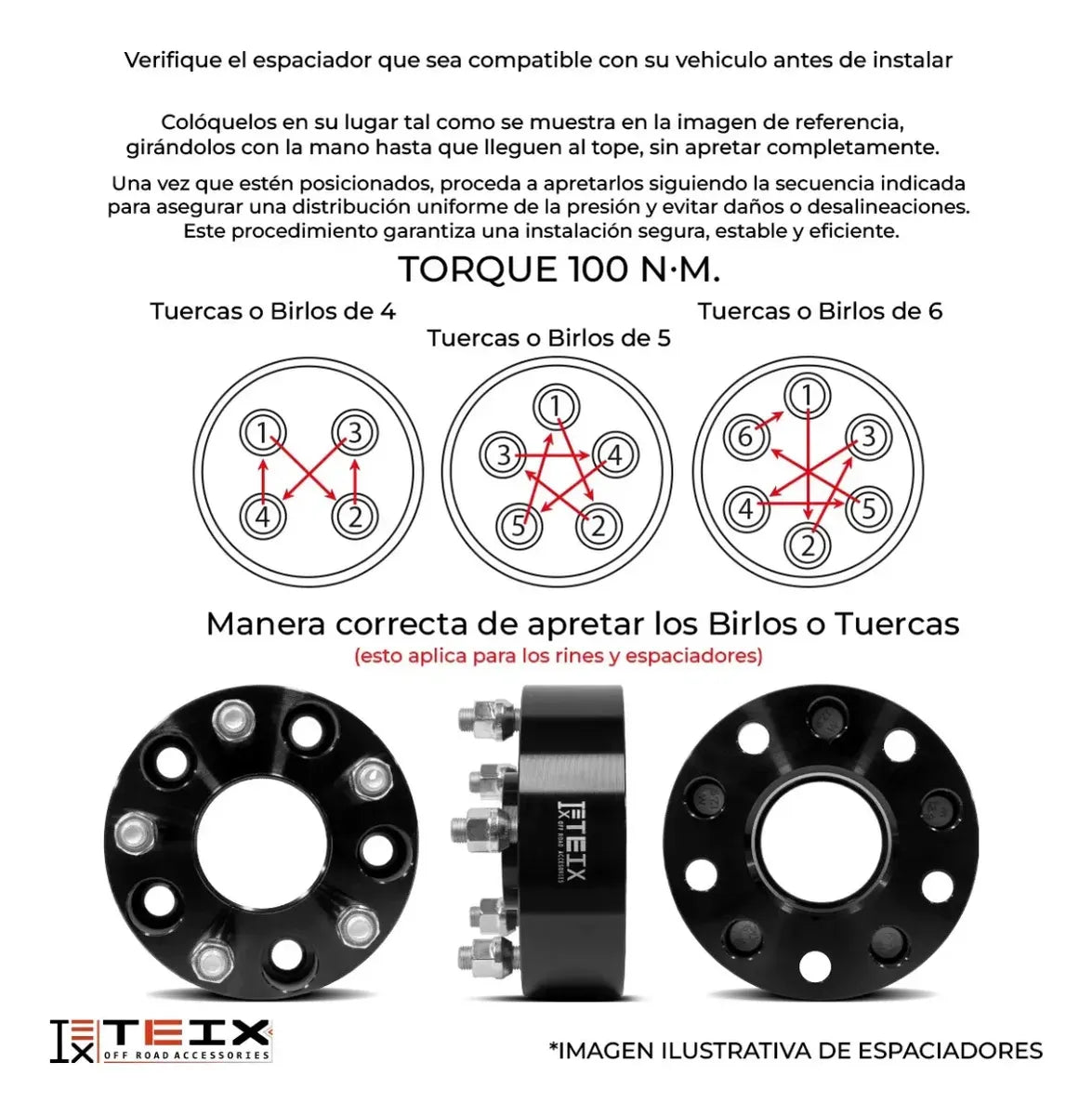 Adaptador 1pz Teix 5x127x114/1.25in/1/2x20 Wrangler Jk 2011