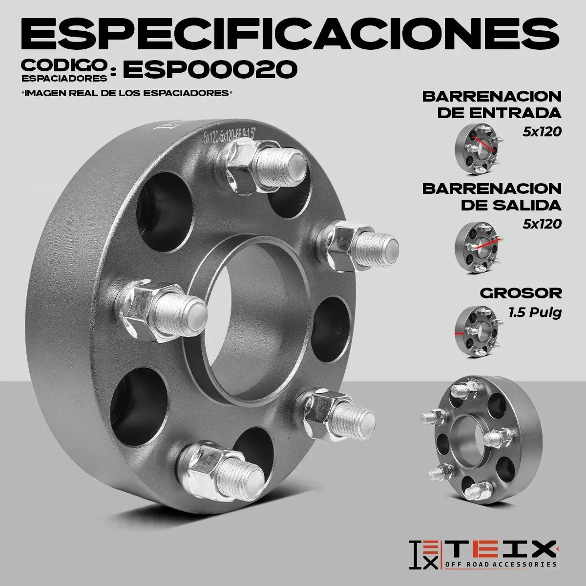 Espaciadores 5x120 1puLG Equinox 2010-15
