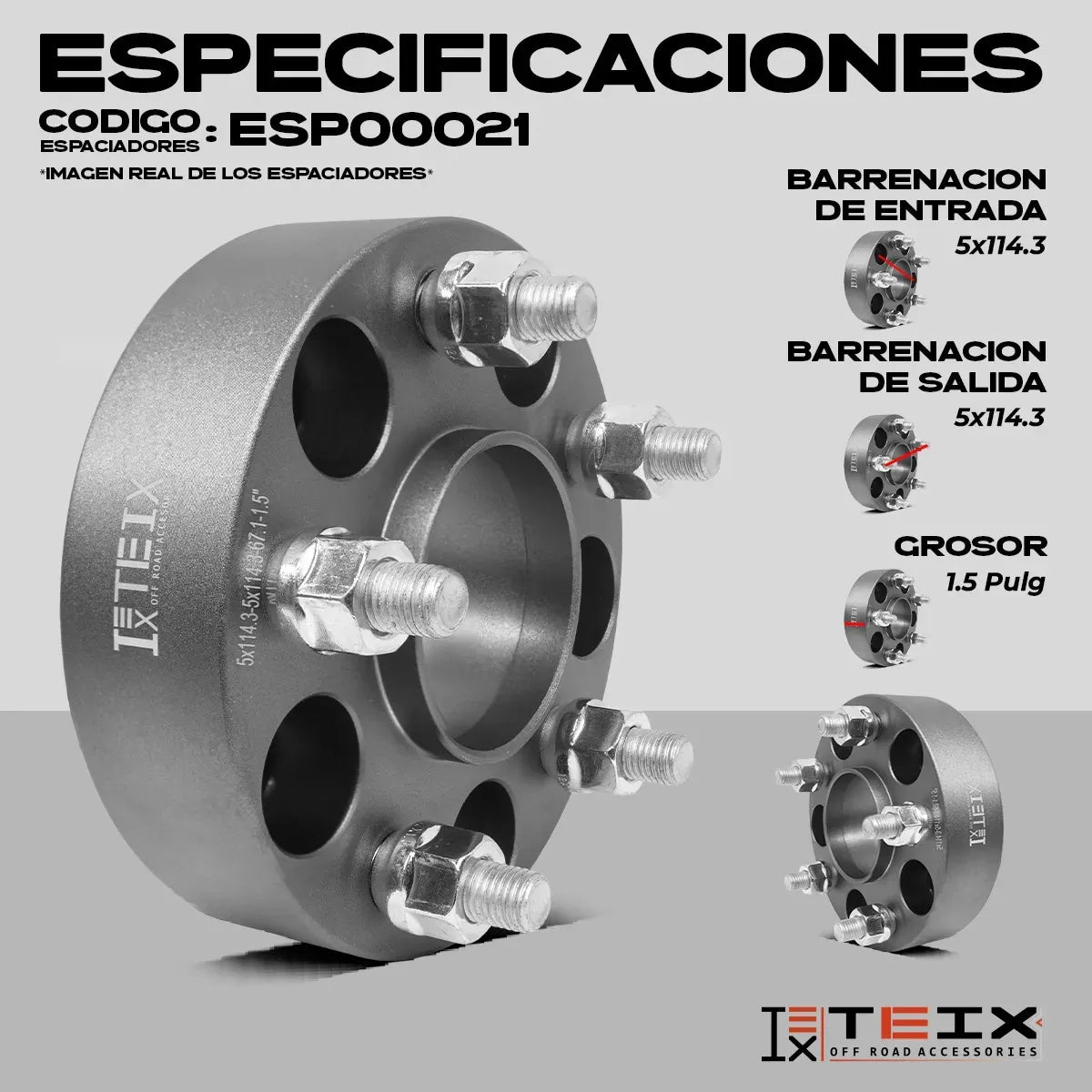 Kit 4 Pzs Teix 1.5 5x114 Mazda Con Centrador