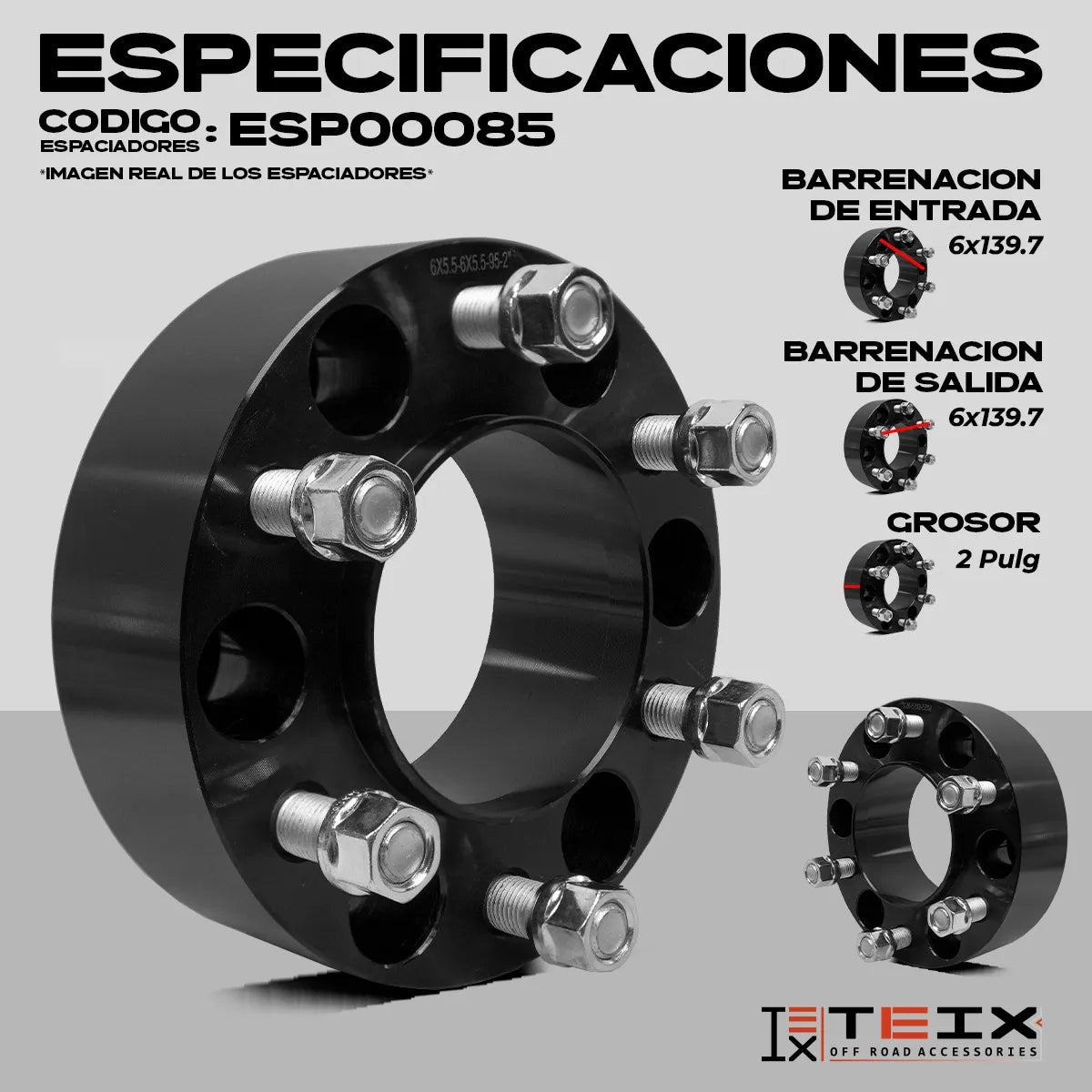Kit 4 Espaciadores Teix 95mm Lc300 21-26 6x139.7