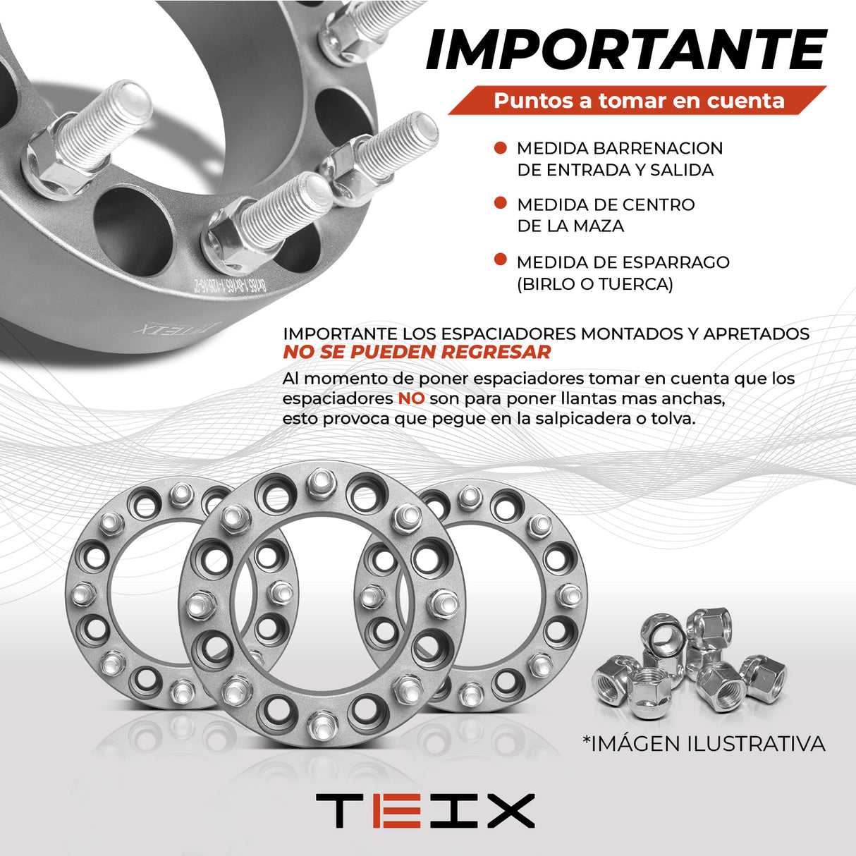 ESPACIADORES PARA BYD SHARK 2025-2027+ 6x139.7 CB 64.1mm 1.5" CON CENTRADOR