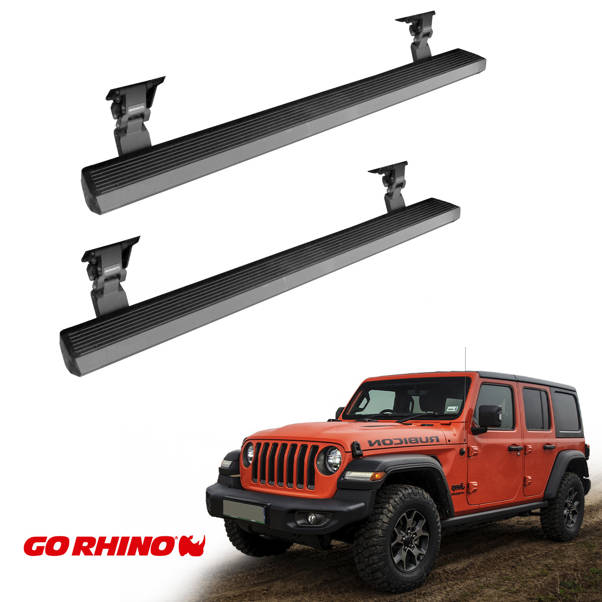 ESTRIBOS ELECTRICOS GO RHINO PARA WRANGLER JL 18-22 (4 PUERTAS) NEGRGO TEXTURIZADO
