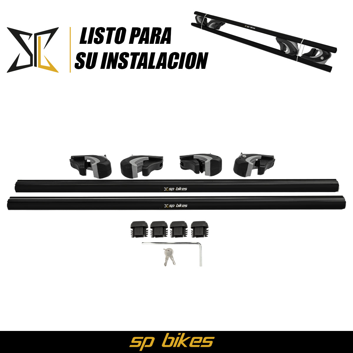 BARRAS TRANSVERSALES PORTAEQUIPAJE NEGRA UNIVERSAL C/LLAVE 135CM