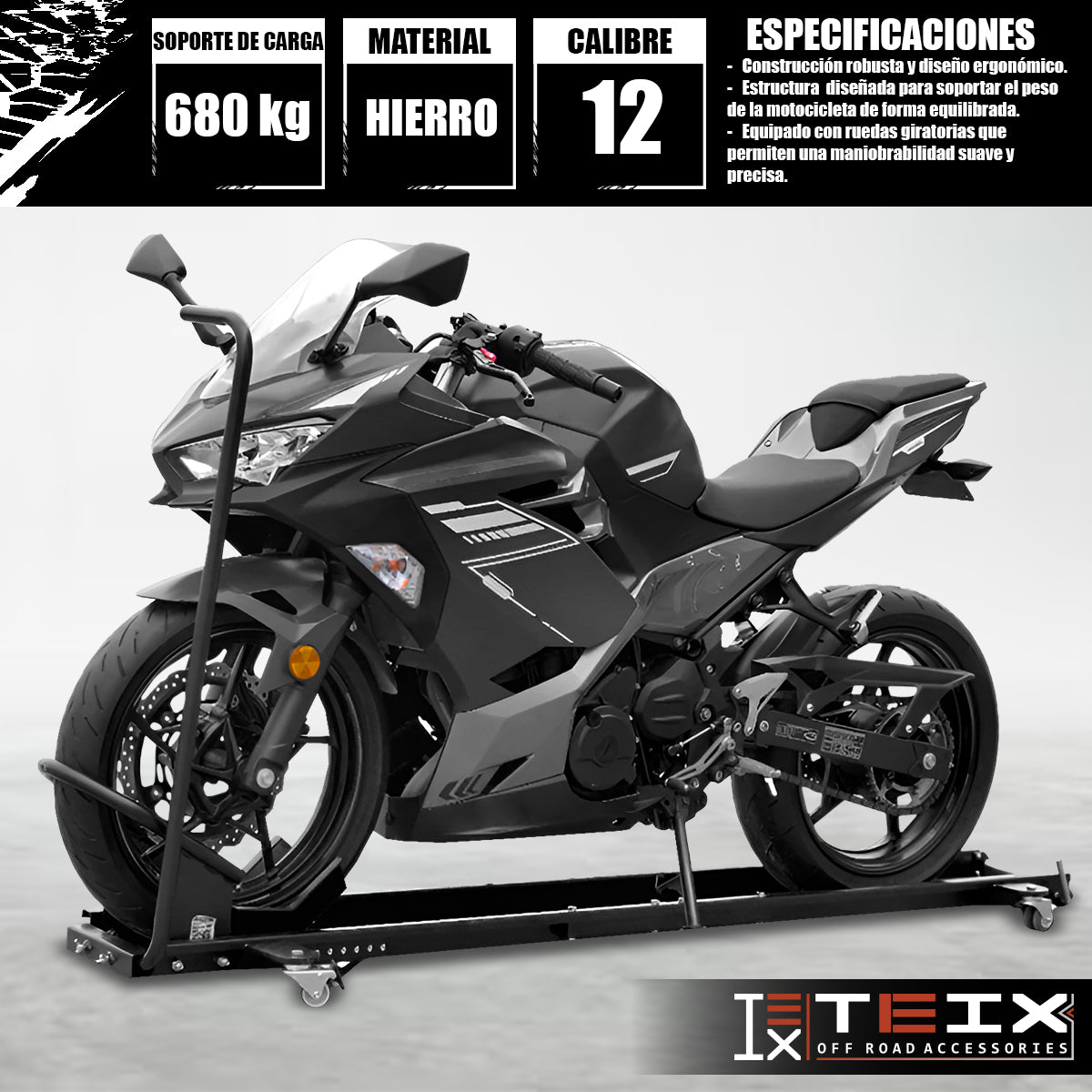 MOTORCYCLE DOLLY NEGRO: MÁXIMA MANIOBRABILIDAD PARA TU MOTOCICLETA