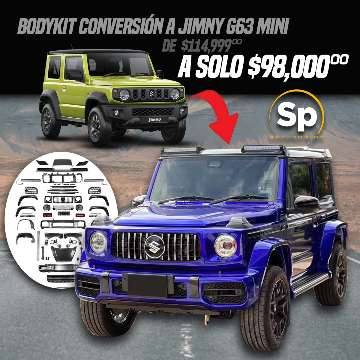 BODY KIT TIPO CLASE G63 PARA SUZUKI JIMNY 2019 - 2024