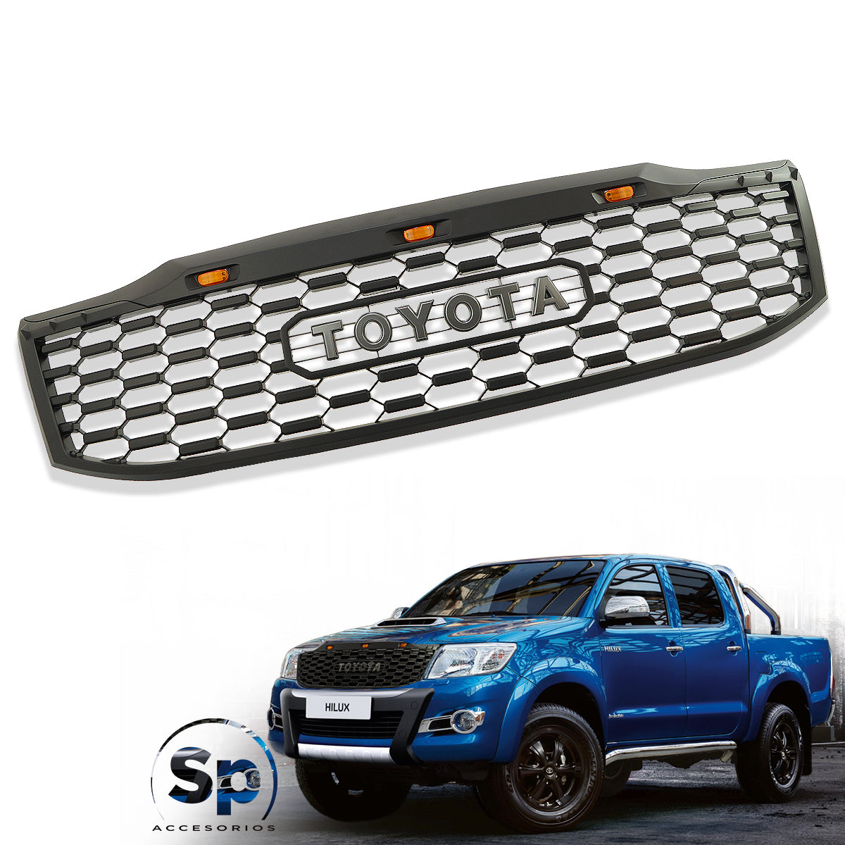 PARRILLA DELANTERA LUZ LED PARA TOYOTA HILUX 2012 - 2015