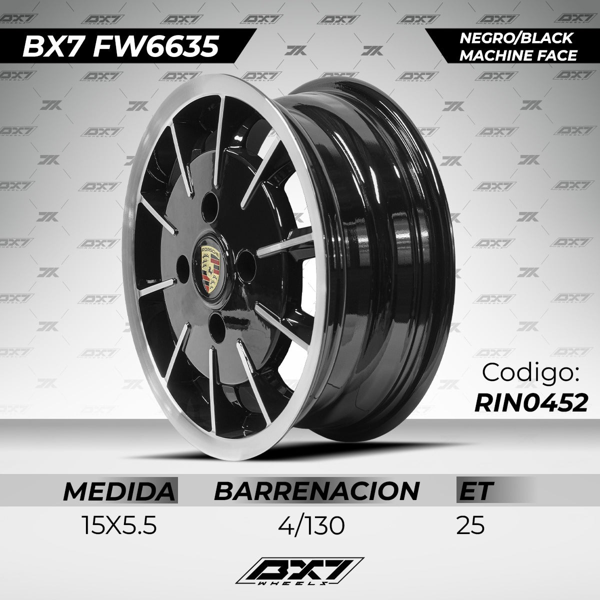 RINES BX7 FW6 15 4X130/ ET 25/ CB 80.9/ NEGRO-MAQUINADO