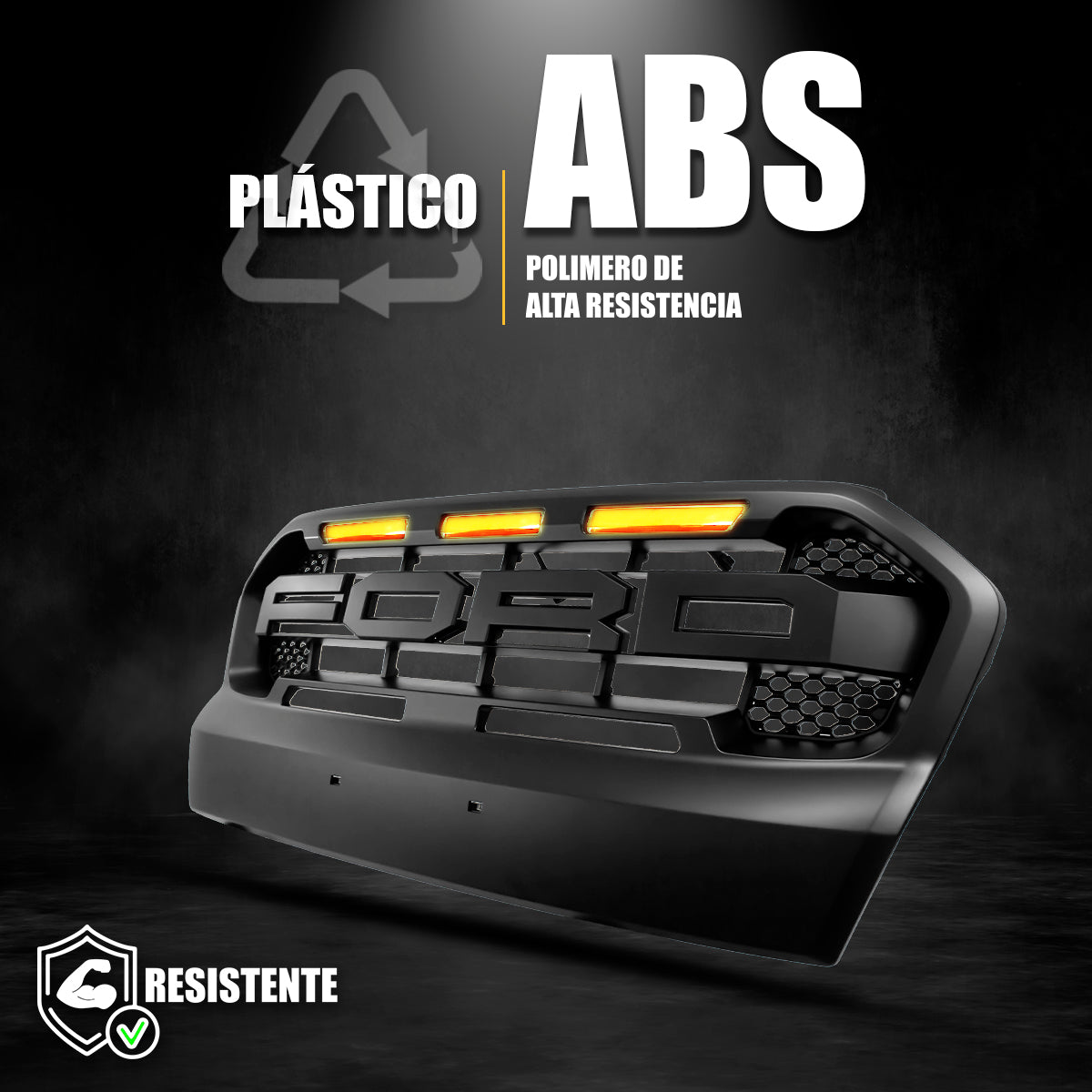 PARRILLA TIPO RAPTOR LED AMBAR PARA FORD RANGER 2017 - 2019