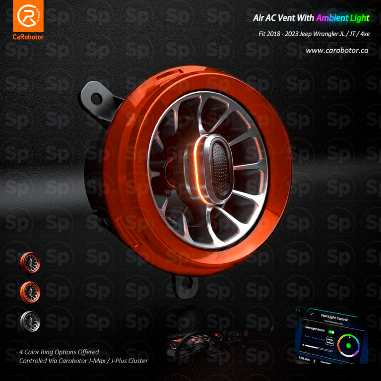 Ventilación de aire acondicionado Turbo Carobotor con luces ambientales para Jeep Wrangler JL/JT/4xe 2018-2023 (NARANJA)