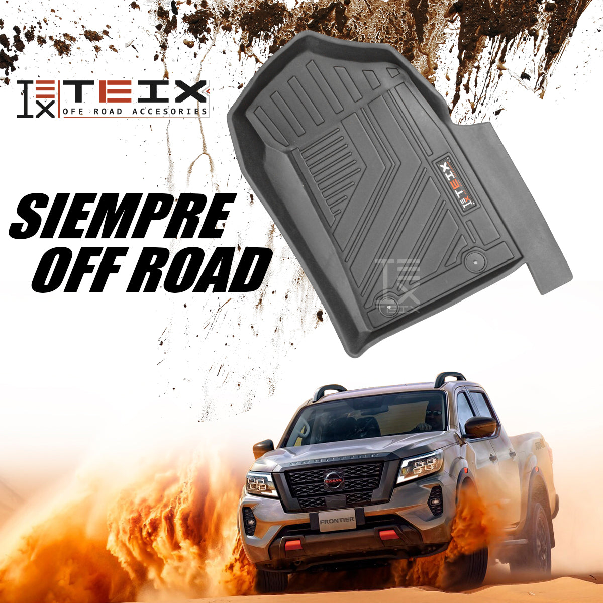 TAPETES DELANTEROS Y TRASEROS ABS USO RUDO TEIX PARA NISSAN FROINTIER NP 300 2016 A 2023 DOBLE CABINA