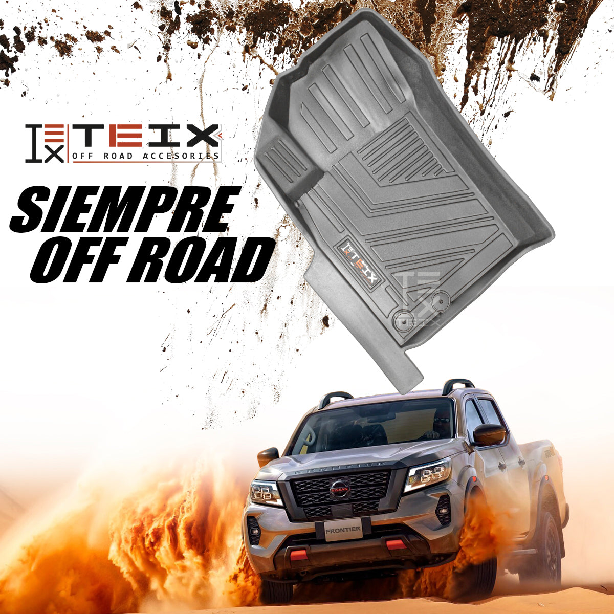 TAPETES DELANTEROS Y TRASEROS ABS USO RUDO TEIX PARA NISSAN FROINTIER NP 300 2016 A 2023 DOBLE CABINA