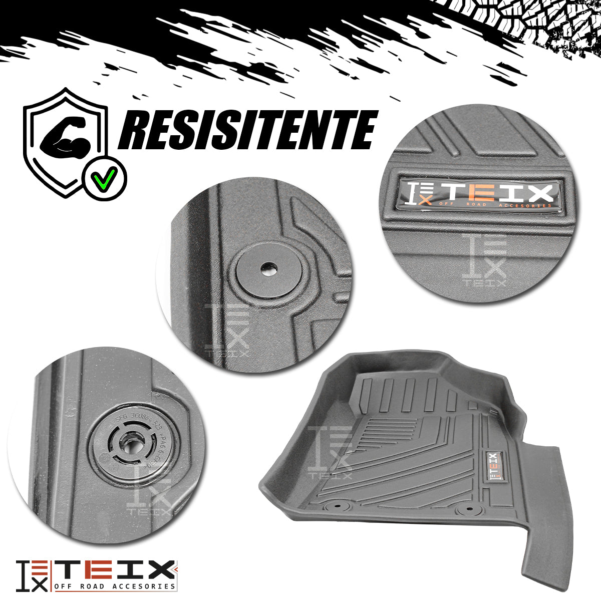 TAPETES DELANTEROS Y TRASEROS ABS USO RUDO TEIX PARA NISSAN FROINTIER NP 300 2016 A 2023 DOBLE CABINA