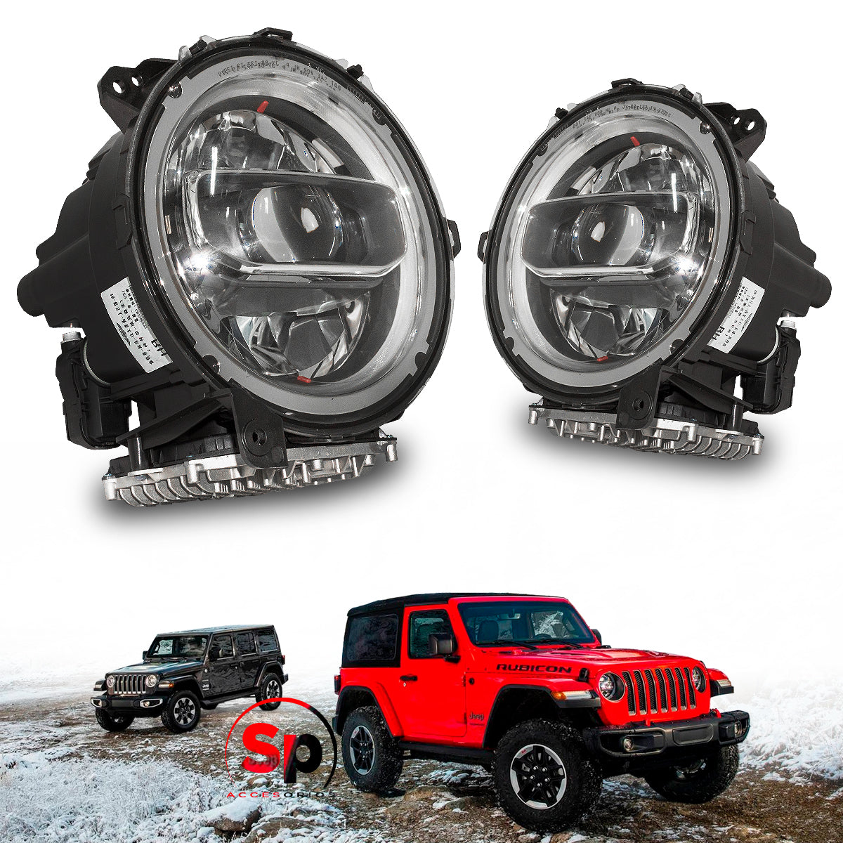 FAROS PRINCIPALES FULL LED OJOS DE ÁNGEL DRL PARA JEEP JL 2018 - 2024
