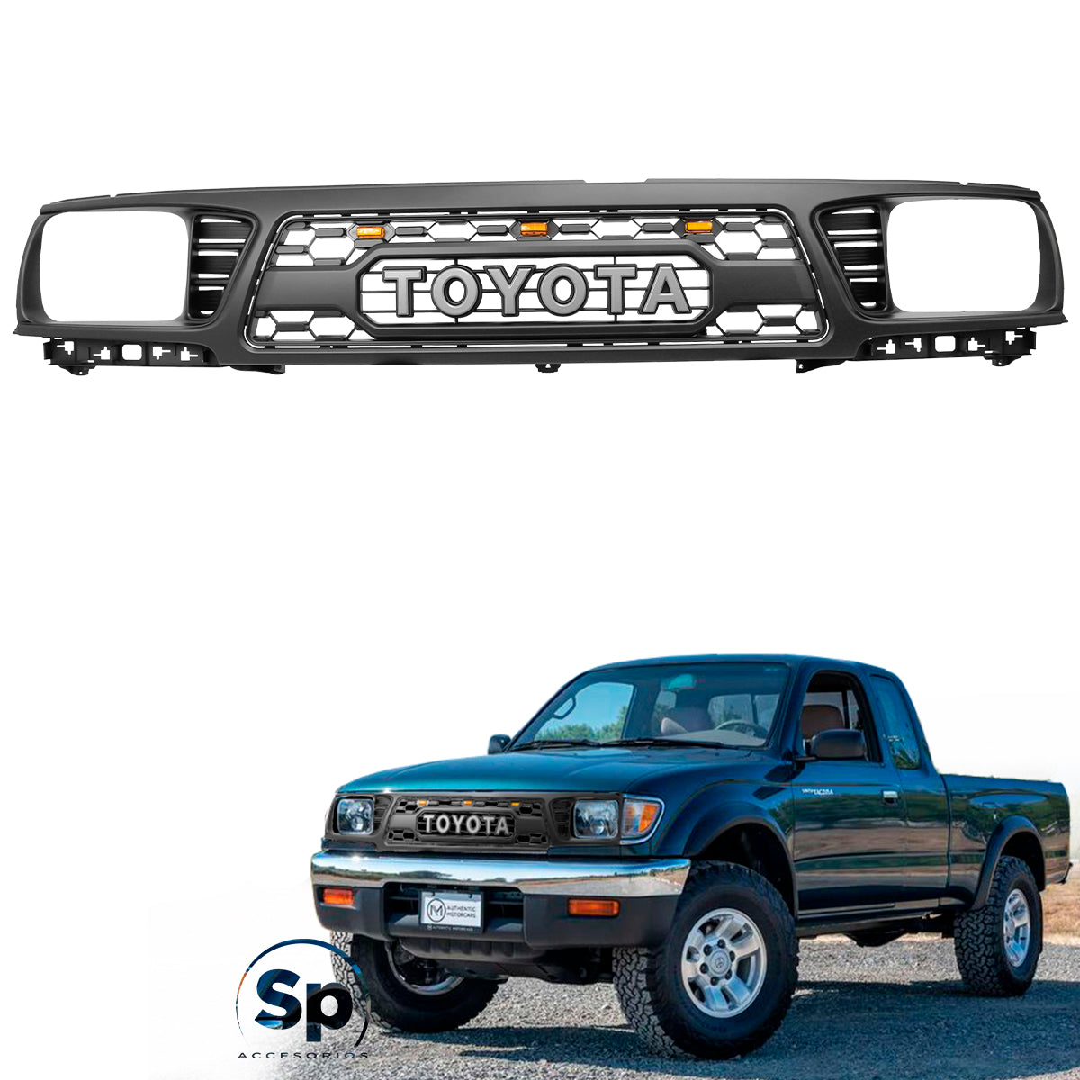 PARRILLA FRONTAL TIPO TRD CON LED PARA TOYOTA TACOMA 1995 - 1997
