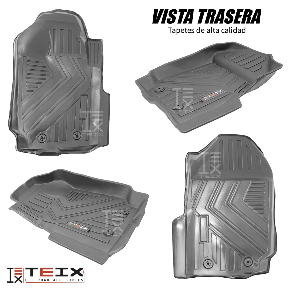TAPETES DELANTEROS Y TRASEROS ABS USO RUDO TEIX PARA FORD RANGER 2016 A 2023 DOBLE CABINA