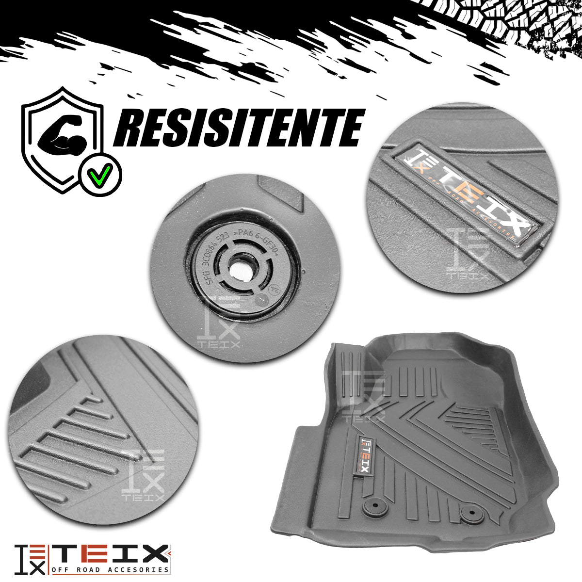 TAPETES DELANTEROS Y TRASEROS ABS USO RUDO TEIX PARA FORD RANGER 2016 A 2023 DOBLE CABINA
