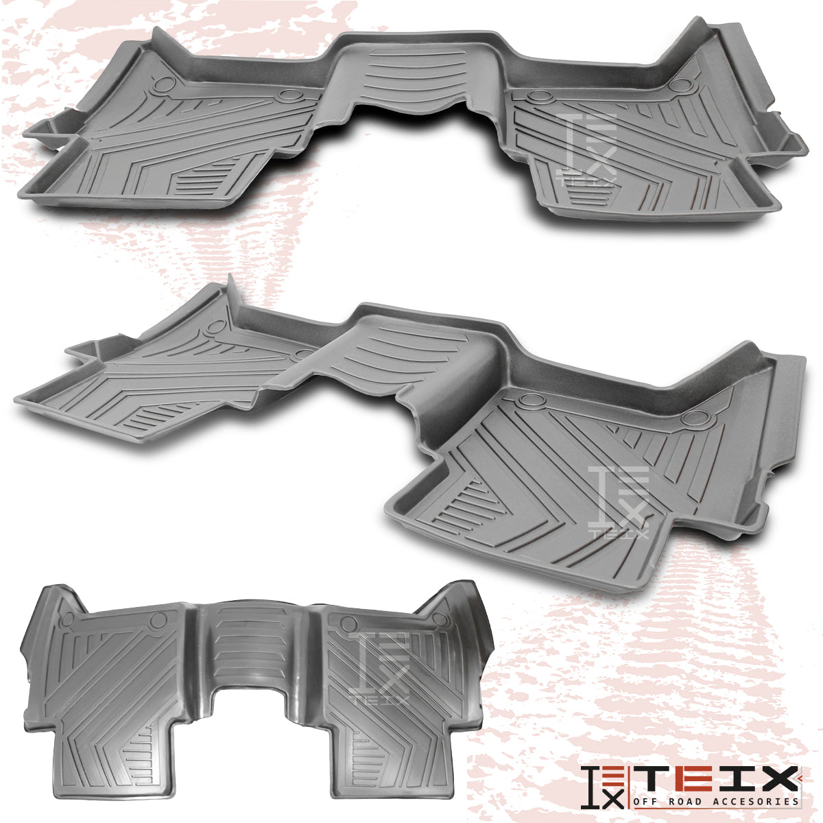 TAPETES DELANTEROS Y TRASEROS ABS USO RUDO TEIX PARA FORD RANGER 2016 A 2023 DOBLE CABINA