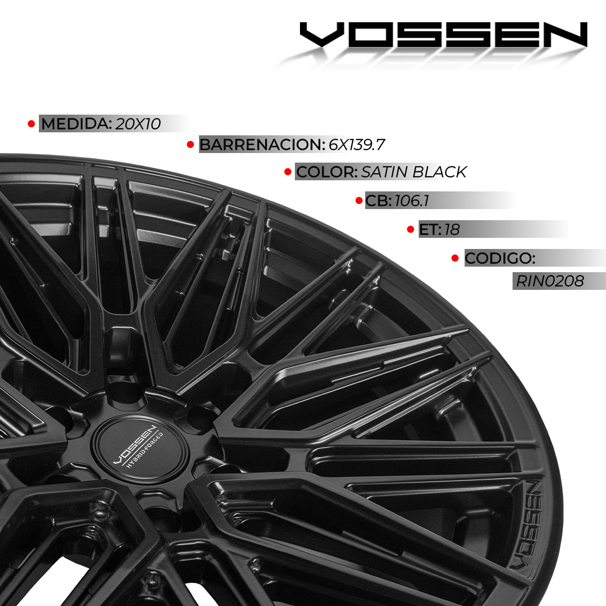 RIN VOSSEN 20X10 6X139.7 CB106.1 ET-18 HF65 SATIN BLACK