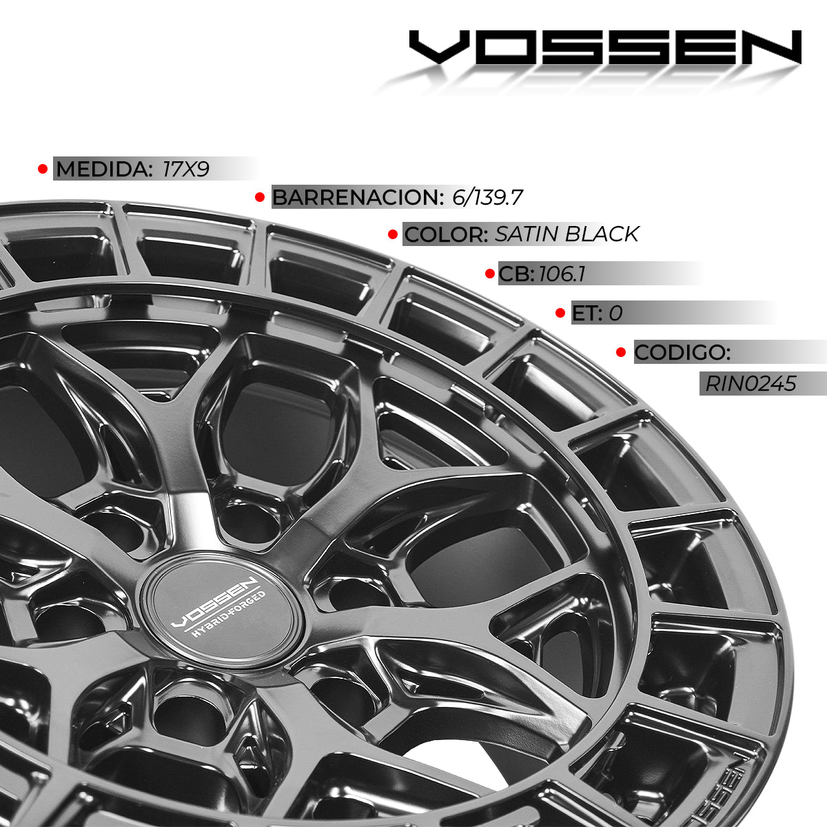 RIN VOSSEN 17X9 6X139.7 CB106.1 ET0 HFX-1 SATIN BLACK