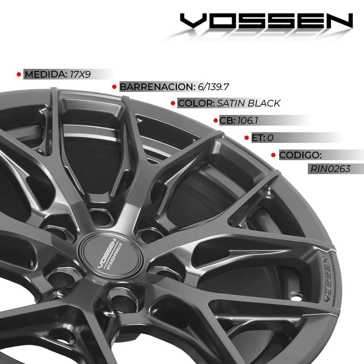 RIN VOSSEN 17X9 6X139.7 CB106.1 ET0 HF6-4 SATIN BLACK