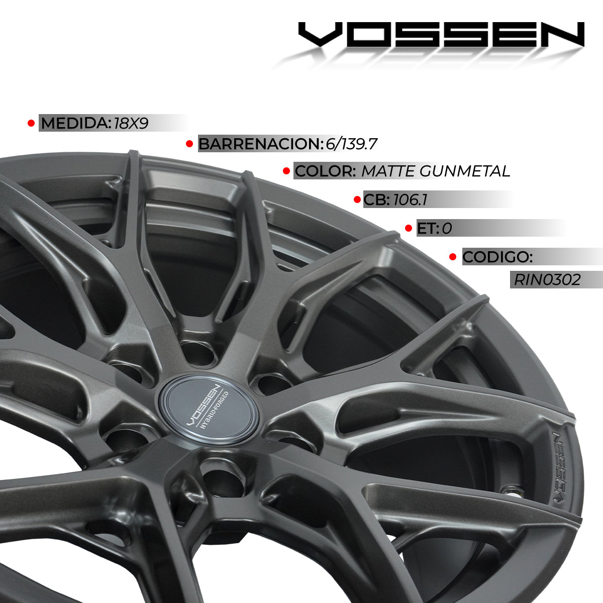 Rin Vossen 18x9 6x139.7 Matte Gunmetal Ram Trx 2021-24