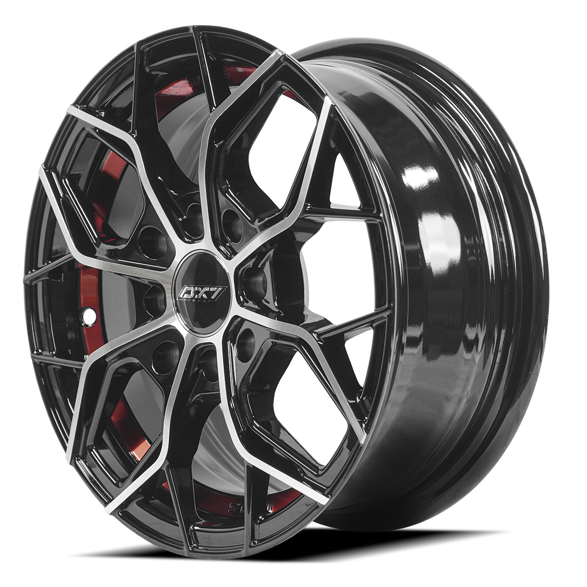 RINES BX7 FW8 13 4X100/114.3/ ET 35/ CB 73.1/ BLACK WITH FACE AND LIP MACHINED+RED UNDER CUT