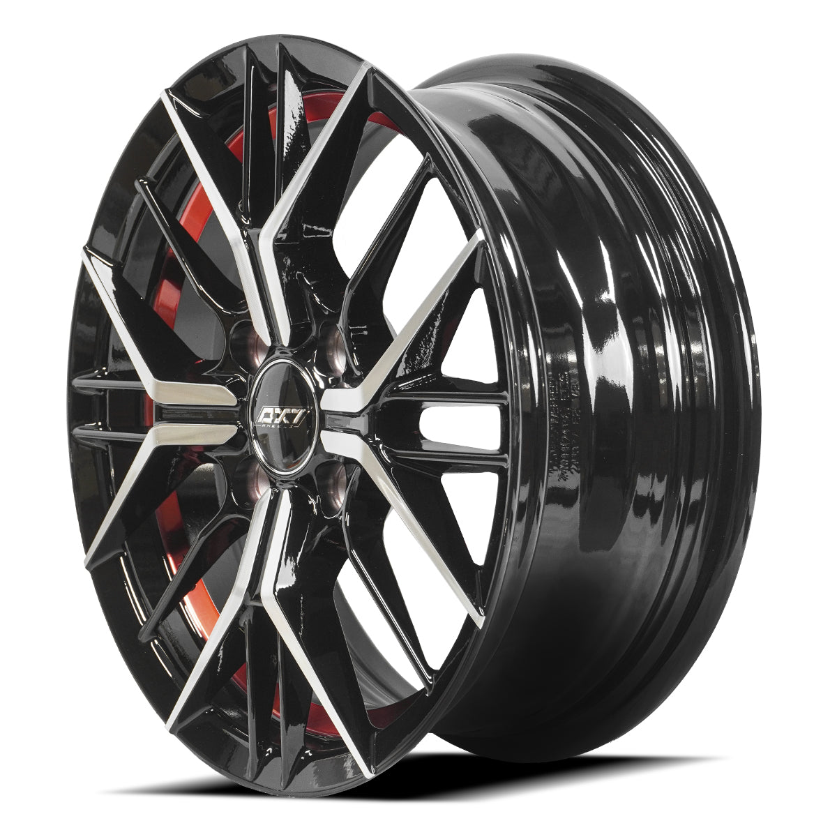 RINES BX7 FW7 14 4X100/ ET 35/ CB 73.1/ BLACK WITH FACE AND LIP MACHINED+RED UNDER CUT