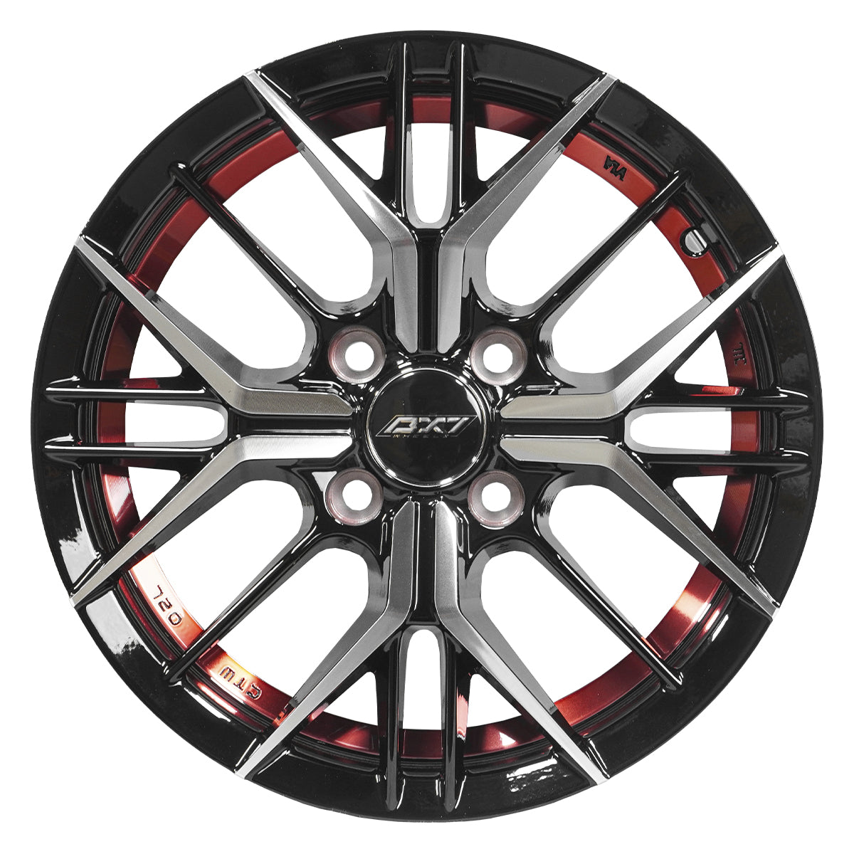 RINES BX7 FW7 14 4X100/ ET 35/ CB 73.1/ BLACK WITH FACE AND LIP MACHINED+RED UNDER CUT