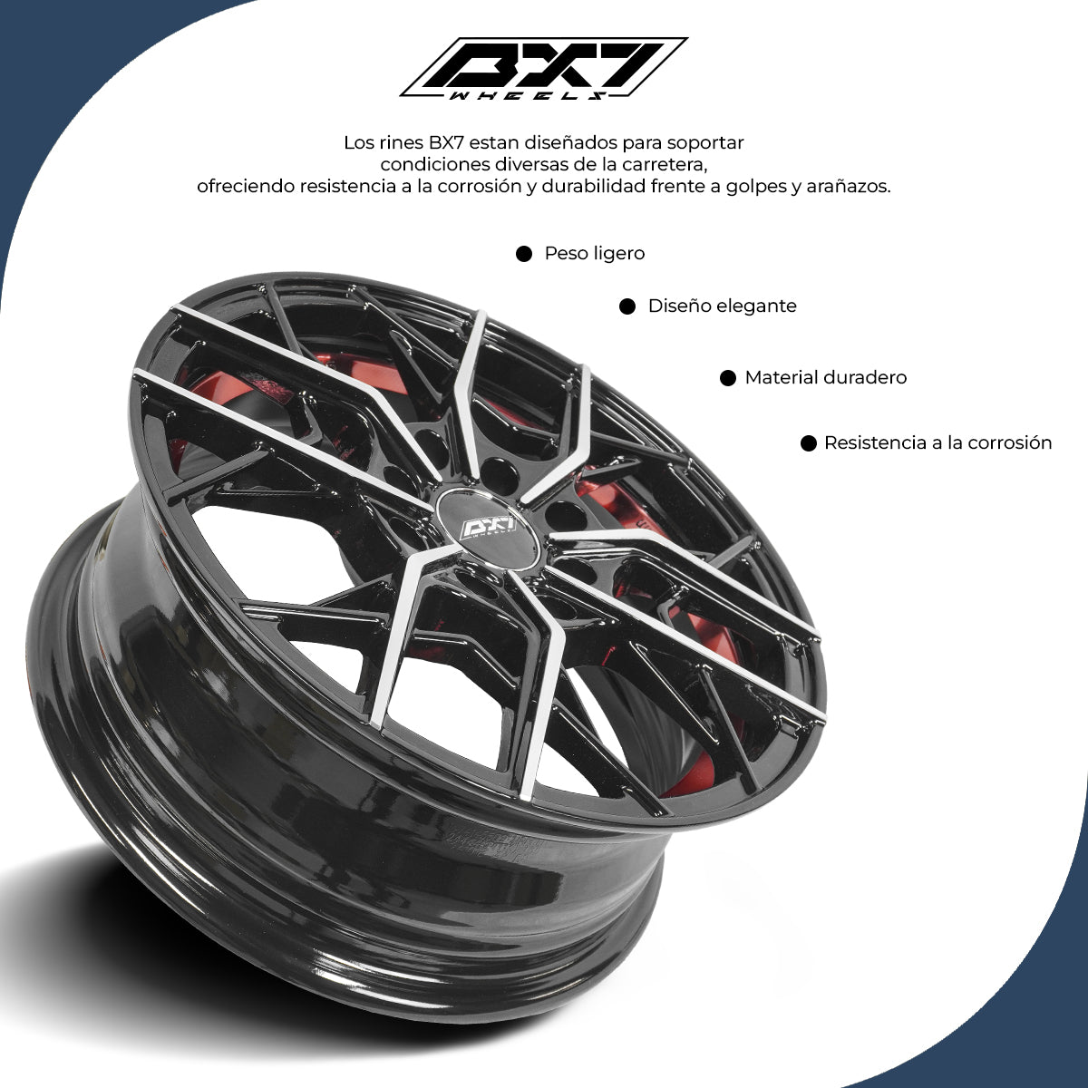 RINES BX7 FW7 14 4X100/114.3 / ET 35/ CB 73.1/ 4X100/114.3 BLACK WITH FACE AND LIP MACHINED+RED UNDER CUT