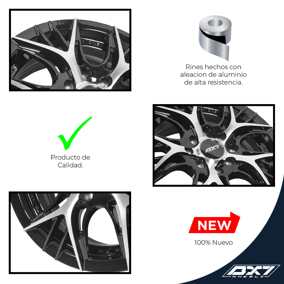 RINES BX7 FW0 14 4X100/114.3 / ET 35/ CB 73.1/ BLACK POLISH FACE