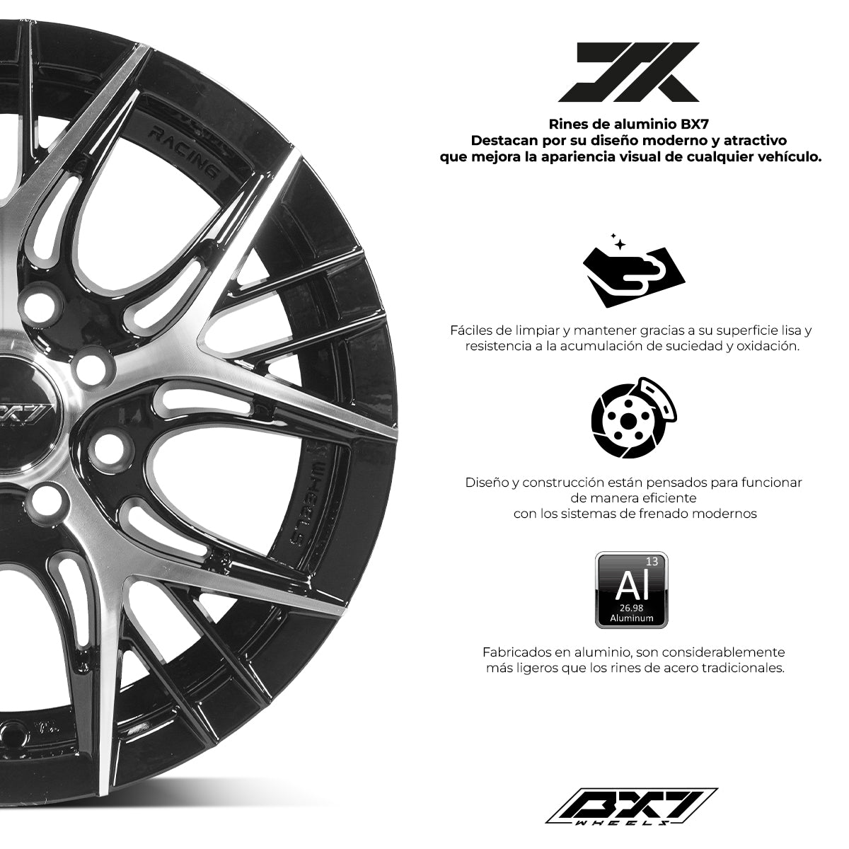 RINES BX7 FW0 14 4X100/114.3 / ET 35/ CB 73.1/ BLACK POLISH FACE