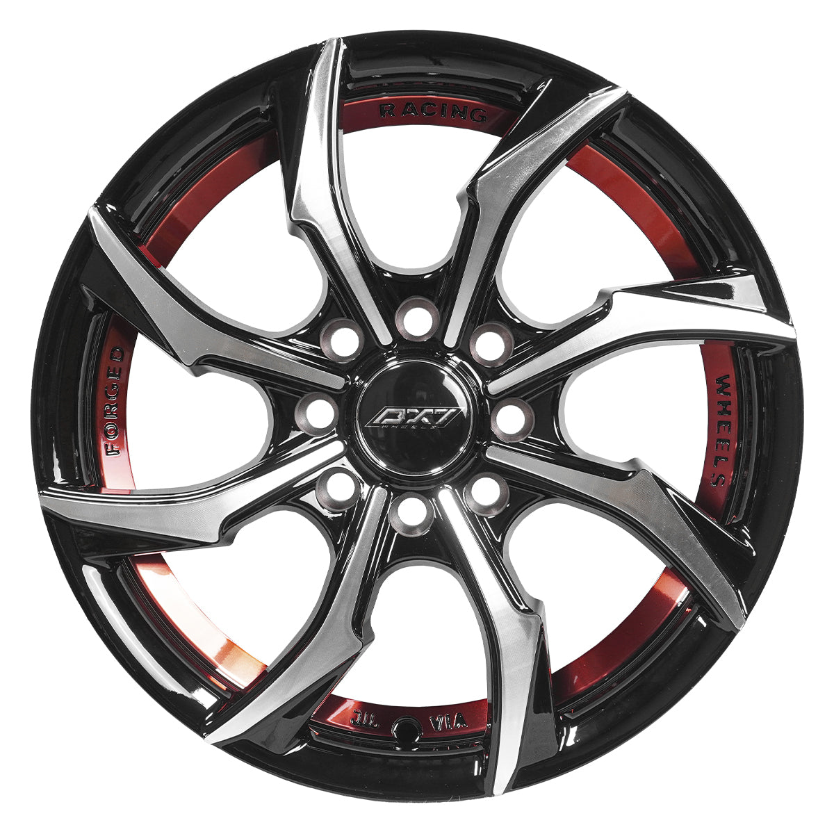 RINES BX7 FW0 14 4X100/108 ET 35/ CB 73.1/ BLACK WITH FACE AND LIP MACHINED+RED UNDER CUT