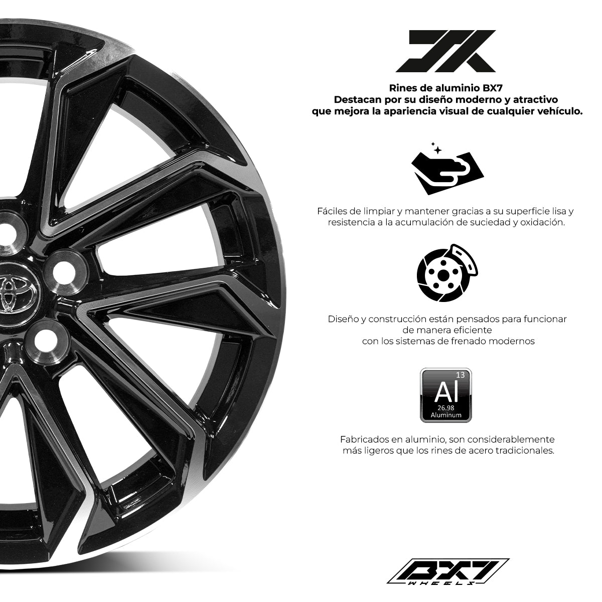 RIN BX7 FW6 16 5X100/ ET 39/ CB 54.1/ NEGRO-BLACK MACHINED FACE