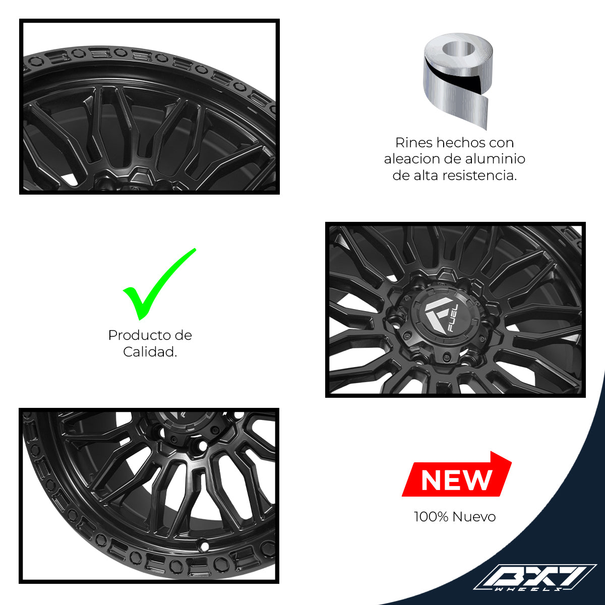 RIN BX7 FW9 17 6X139.7/ ET 0/ CB 110/ NEGRO-MATE BLACK POLISHLASTIC RIVERTS