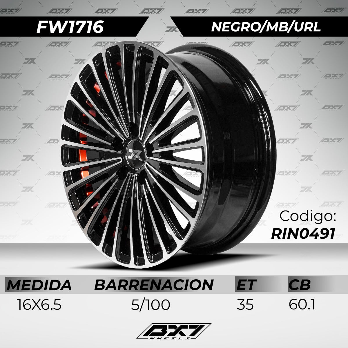 Rin 16x6.5 5/100 Corolla 11-26 Polo 01-24 Bx7