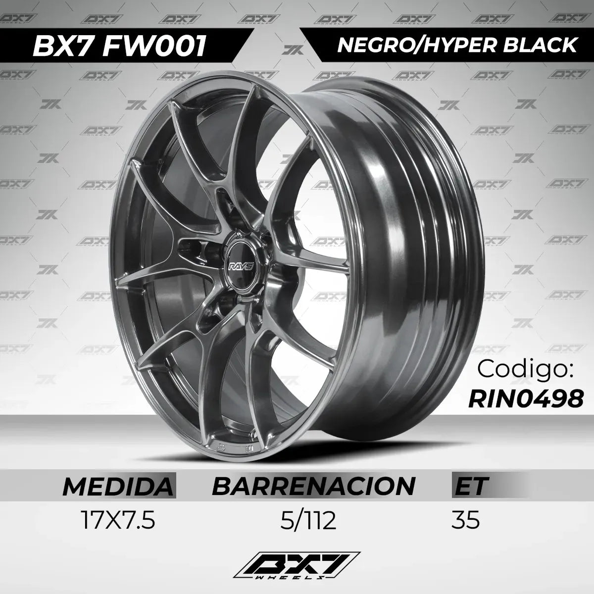 Rin Bx7 17x7.5 5/112 Et35 Negro/matte Black