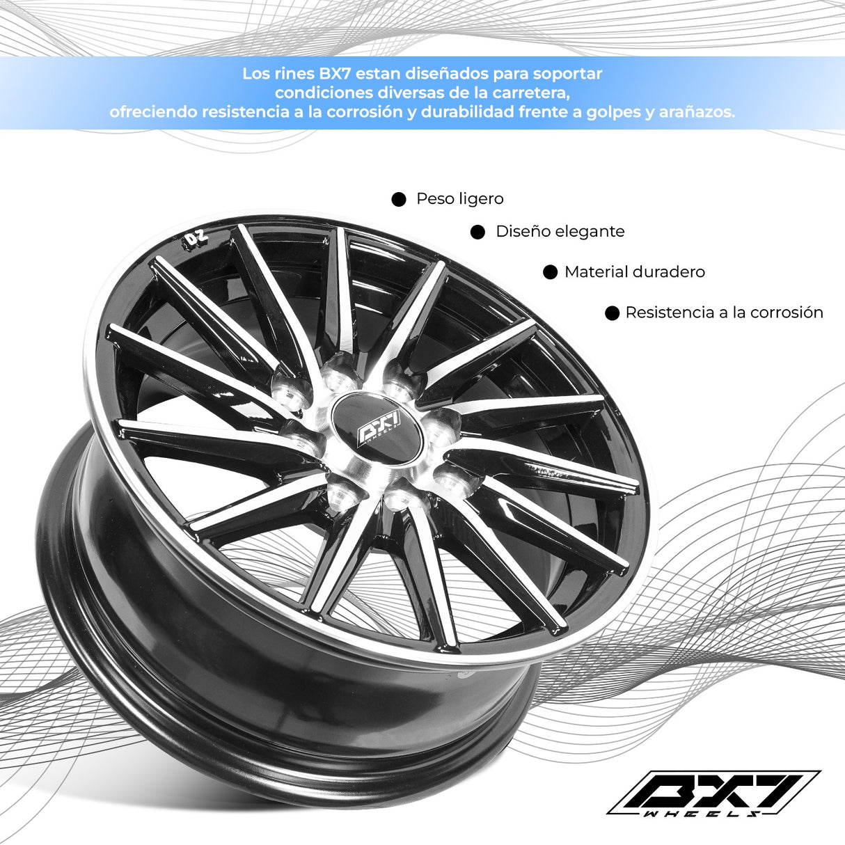 RINES BX7 FW3 13 4X100X114.3/ ET28/ CB 73.1/ BLACK POLISH FACE & LIP