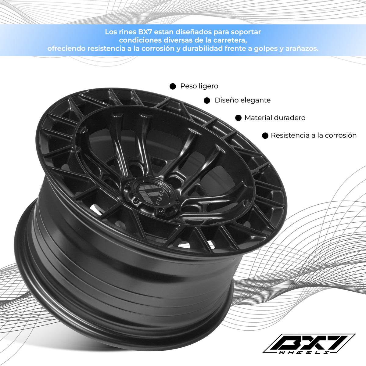 RIN BX7 WHEELS 15X8 6/139.7 ET: -10 CB: 110.1 NEGRO/FULL MATTE BLACK