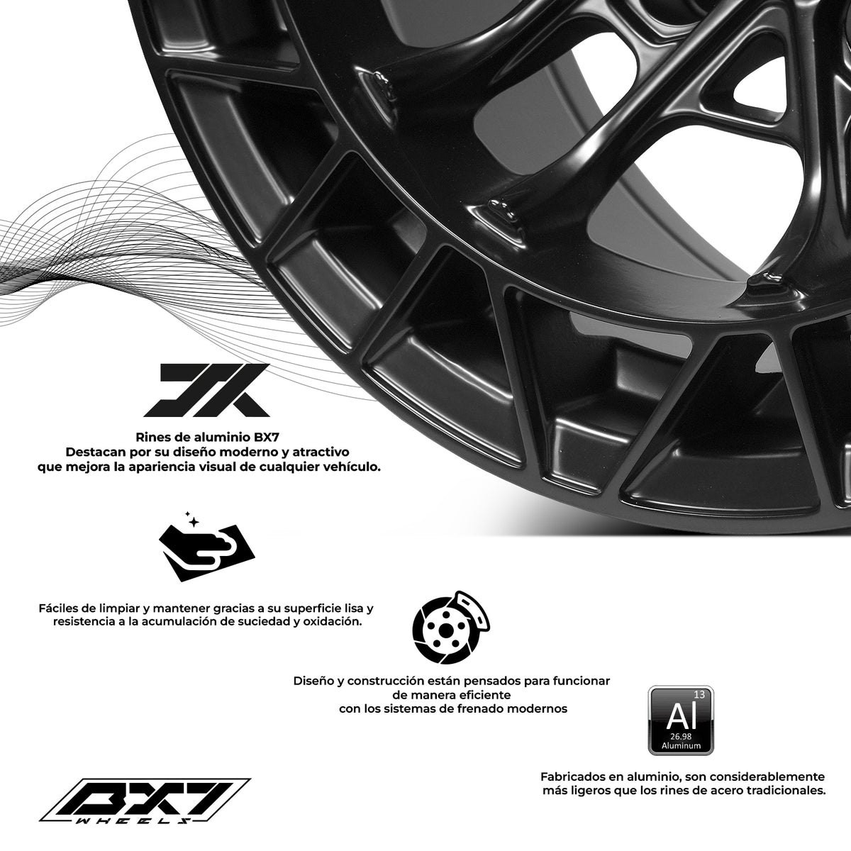 RIN BX7 WHEELS 15X8 6/139.7 ET: -10 CB: 110.1 NEGRO/FULL MATTE BLACK
