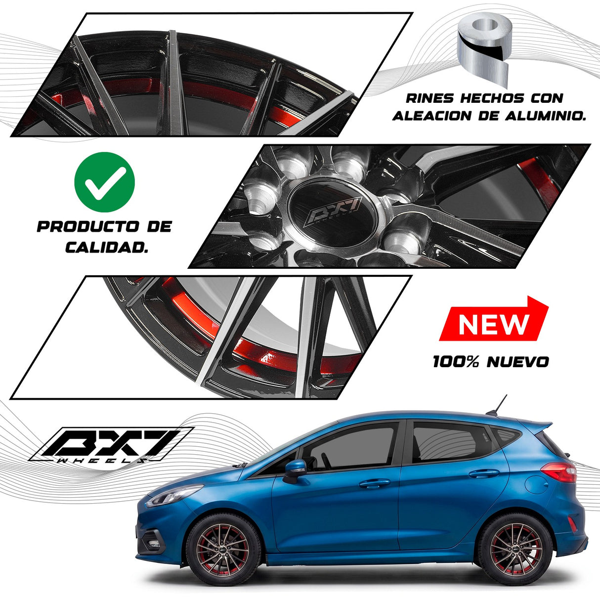 RINES BX7 FW5 15 4X100X108/ ET 35/ CB 73.1/ NEGRO MB+IRL
