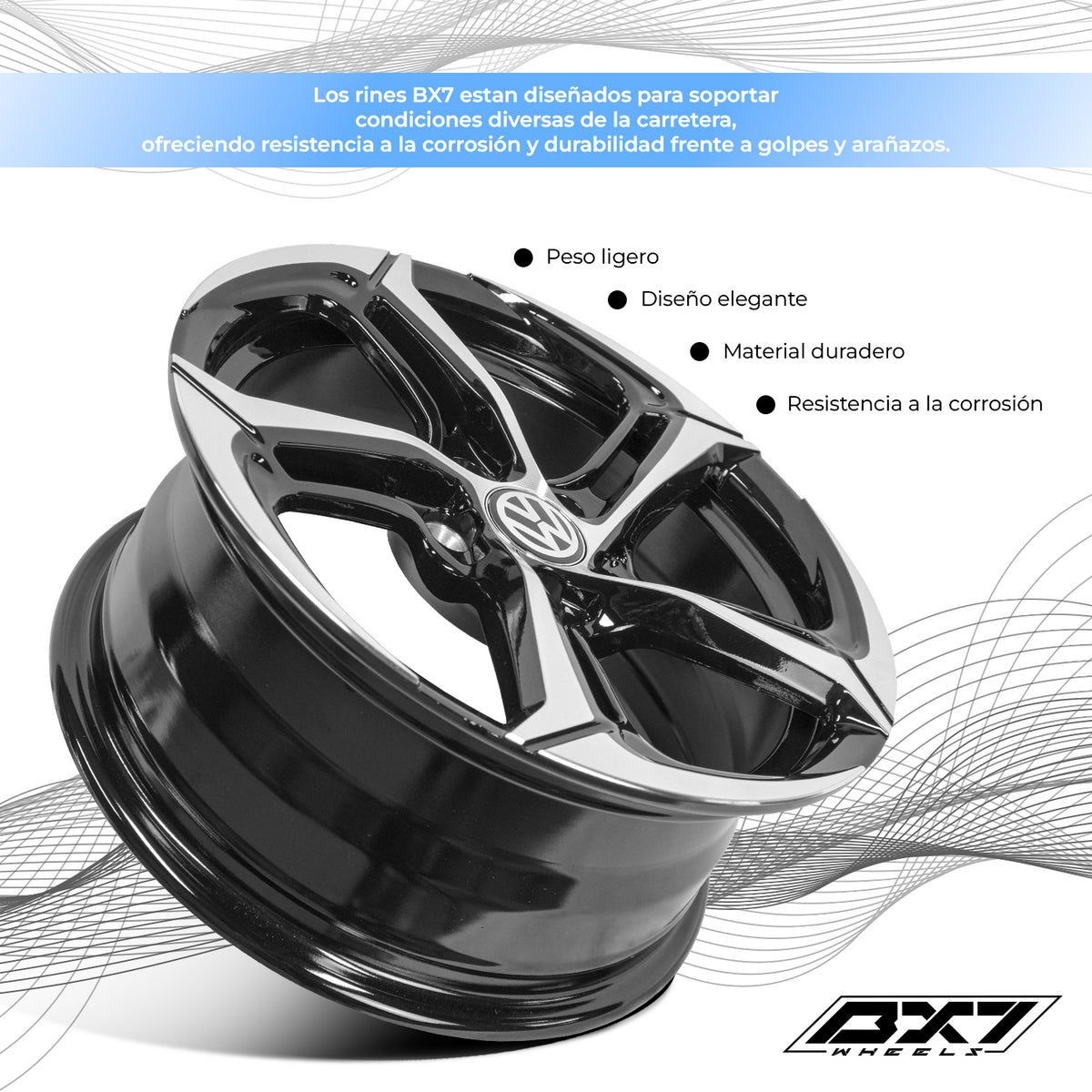 RIN BX7 WHEELS 15X6.5 5/100 ET: 35 CB: 57.1 NEGRO/MACHINE BLACK